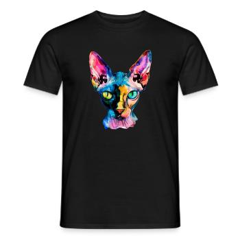 Sphynx illustration, funny sphynx cat - Männer T-Shirt - Schwarz - Vorne - AI Model Male 178 light (178cm)