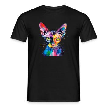 Sphynx illustration, funny sphynx cat - Männer T-Shirt - Schwarz - Vorne - AI Model Male 178 light (178cm)