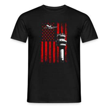 American Flag US, air traffic controller - Männer T-Shirt - Schwarz - Vorne - AI Model Male 178 light (178cm)