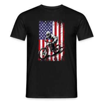 MTB biker American flag, Mountain Bike - Männer T-Shirt - Schwarz - Vorne - AI Model Male 178 light (178cm)