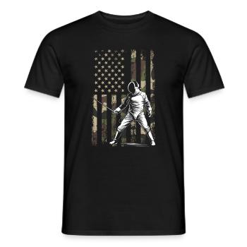 Fencing american flag Combat Fighting, Fencer - Männer T-Shirt - Schwarz - Vorne - AI Model Male 178 light (178cm)
