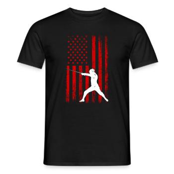 Fencing american flag Combat Fighting, Fencer - Männer T-Shirt - Schwarz - Vorne - AI Model Male 178 light (178cm)