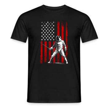 Fencing american flag Combat Fighting, Fencer - Männer T-Shirt - Schwarz - Vorne - AI Model Male 178 light (178cm)