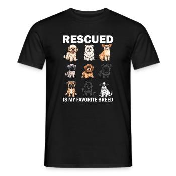 Rescued Is My Favorite Breed, dog rescue - Männer T-Shirt - Schwarz - Vorne - AI Model Male 178 light (178cm)