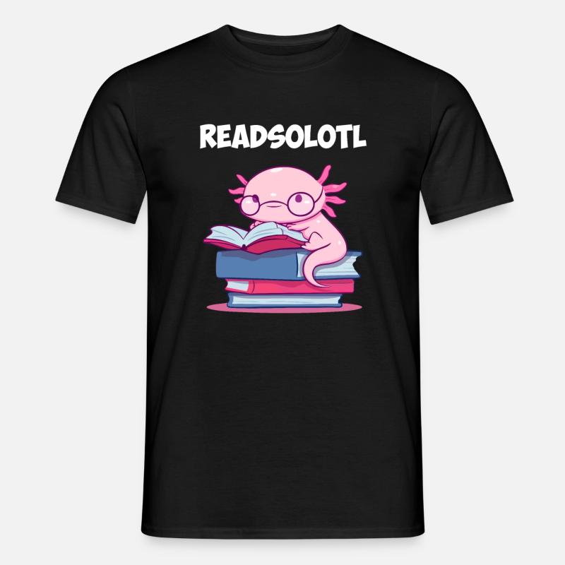 Readsolotl, Axolotl Book reading - Männer T-Shirt - Schwarz