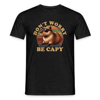 don't worry be capy, capybara - Männer T-Shirt - Schwarz - Vorne - AI Model Male 178 light (178cm)