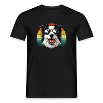 vintage Border Collie Dog - Männer T-Shirt - Schwarz - Vorne - AI Model Male 178 light (178cm)