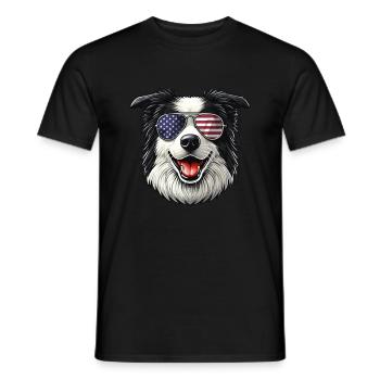 vintage Border Collie Dog - Männer T-Shirt - Schwarz - Vorne - AI Model Male 178 light (178cm)
