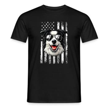 vintage Border Collie Dog - Männer T-Shirt - Schwarz - Vorne - AI Model Male 178 light (178cm)