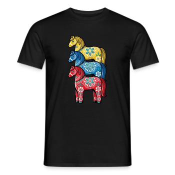Swedish Dala Horse, Scandinavian sverige sweden - Männer T-Shirt - Schwarz - Vorne - AI Model Male 178 light (178cm)
