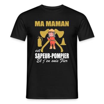 Pompier Shirt • Sapeur-Pompier • Maman Shirt - T-shirt homme - noir - Devant - AI Model Male 178 light (178cm)
