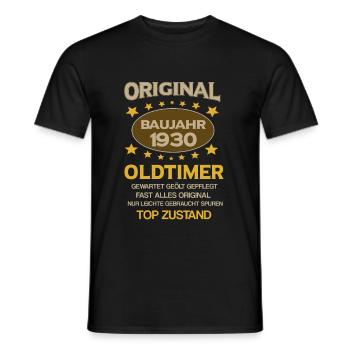 Geburtstag, Original Old Timer,Baujahr 1930 - Männer T-Shirt - Schwarz - Vorne - AI Model Male 178 light (178cm)
