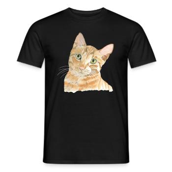 rote Katze - Männer T-Shirt - Schwarz - Vorne - AI Model Male 178 light (178cm)