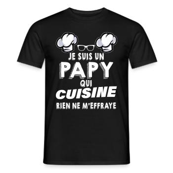 C'est Mon Papy Qui Cuisine Humour Grand Père - T-shirt homme - noir - Devant - AI Model Male 178 light (178cm)