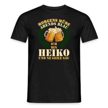 Heiko - Morgens Müde Abends Blau Geile Sau Heiko - Männer T-Shirt - Schwarz - Vorne - AI Model Male 178 light (178cm)