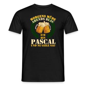 Pascal - Morgens Müde Abends Blau Geile Sau Pascal - Männer T-Shirt - Schwarz - Vorne - AI Model Male 178 light (178cm)