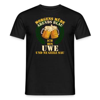 Uwe - Morgens Müde Abends Blau Geile Sau Uwe - Männer T-Shirt - Schwarz - Vorne - AI Model Male 178 light (178cm)
