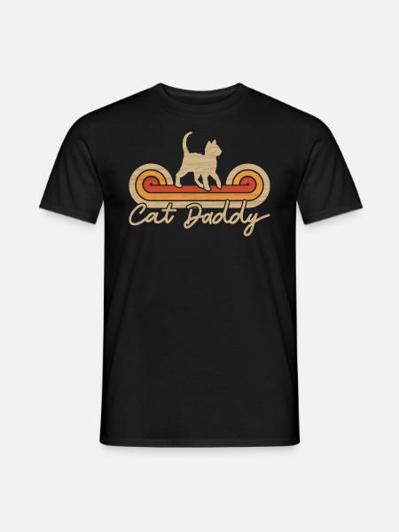 Cat Daddy Katzen Papa - Katze im Vintage Stil - Männer T-Shirt - Schwarz