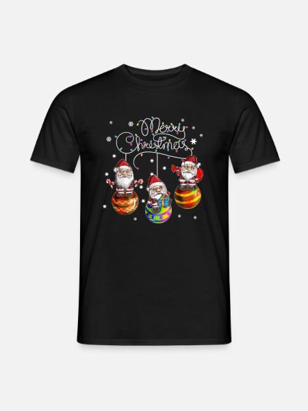 Merry Christmas Weihnachtsmann Weihnachtskugel - Männer T-Shirt - Schwarz