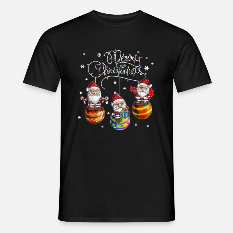 Merry Christmas Weihnachtsmann Weihnachtskugel - Männer T-Shirt - Schwarz