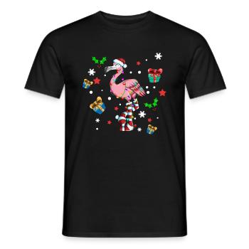 Weihnachtspyjama Weihnachtsdeko Flamingo Kinder - Männer T-Shirt - Schwarz - Vorne - AI Model Male 178 light (178cm)