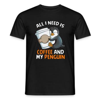 Tout ce dont j’ai besoin, c’est de café et de mon pingouin empereur pingouin - T-shirt homme - noir - Devant - AI Model Male 178 light (178cm)