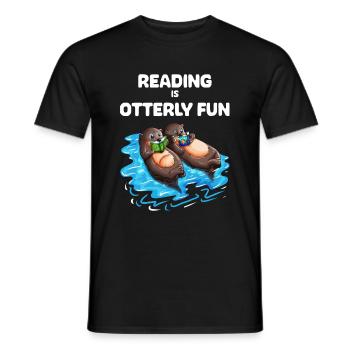 Deux loutres mignonnes aiment lire Les enseignants aiment apprendre - T-shirt homme - noir - Devant - AI Model Male 178 light (178cm)