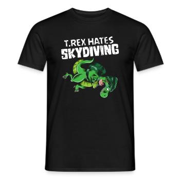 Skydive T Rex hates Skydiving Dino Outfit Funny - Men's T-Shirt - black - Front - AI Model Male 178 light (178cm)