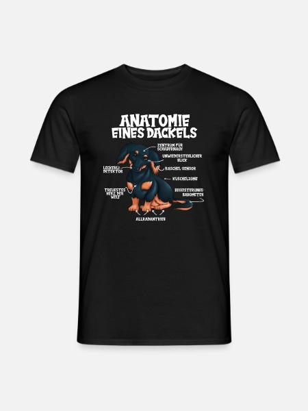 Lustig Hund Kostüm Anatomie Dackel Hundeliebhaber - Männer T-Shirt - Schwarz