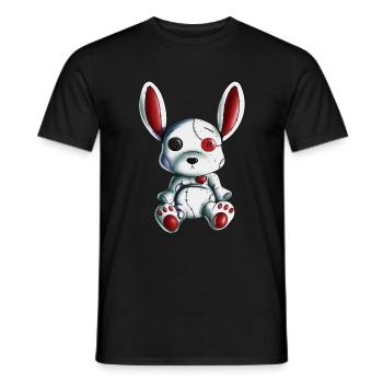 Rabbit Heart Halloween Scary Rabbit Stuffed Animal Design - Men's T-Shirt - black - Front - AI Model Male 178 light (178cm)