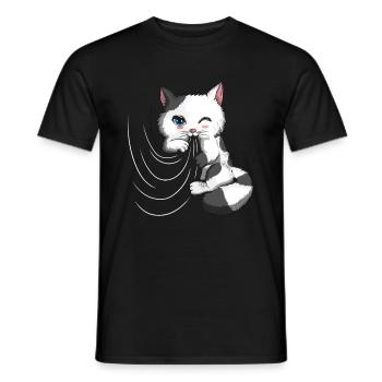 Curtain Cute Hangover Plays Blanket Cat Owner - Men's T-Shirt - black - Front - AI Model Male 178 light (178cm)