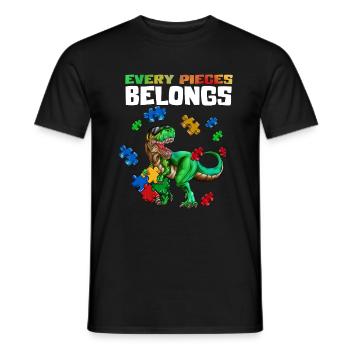 Spécial Enfants T-Rex Puzzle Autisme Dinosaure - T-shirt homme - noir - Devant - AI Model Male 178 light (178cm)