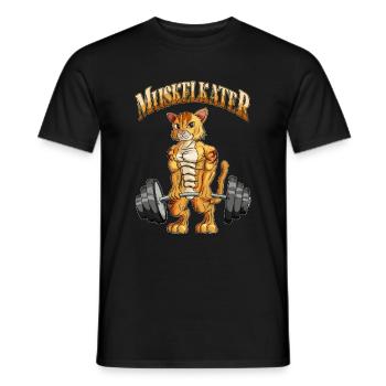 Kater trainiert Gewichtheben Muskelkater Lustig - Männer T-Shirt - Schwarz - Vorne - AI Model Male 178 light (178cm)