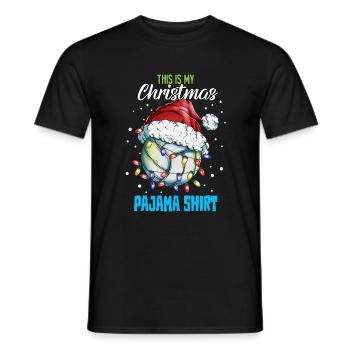 Volleyeur Joueur de Noël Chemise de couchage Pyjama - T-shirt homme - noir - Devant - AI Model Male 178 light (178cm)