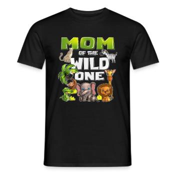 Motif animal Safari Mama de l’un Wild Kids B-Day - T-shirt homme - noir - Devant - AI Model Male 178 light (178cm)