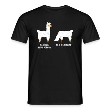 Llama is tired sleeping pyjamas morning grouch alpaca - Men's T-Shirt - black - Front - AI Model Male 178 light (178cm)