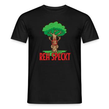 Rotwild Hirsch Hirschkuh Reh Reh Speckt im Wald - Männer T-Shirt - Schwarz - Vorne - AI Model Male 178 light (178cm)
