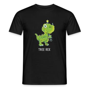 Dinosaur T-Rex Lumières de Noël Arbre de Noël - T-shirt homme - noir - Devant - AI Model Male 178 light (178cm)