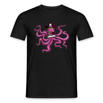 Oktopus Pirat Piratenhut Augenklappe Schnurbart - Männer T-Shirt - Schwarz - Vorne - AI Model Male 178 light (178cm)