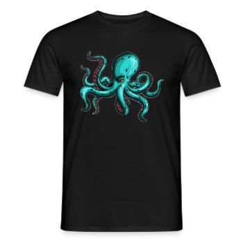 8 Armed Blue Octopus Squid Fan Lover - Men's T-Shirt - black - Front - AI Model Male 178 light (178cm)