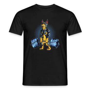 Doberman Sport Bodybuilder Weightlifting Dog - Men's T-Shirt - black - Front - AI Model Male 178 light (178cm)