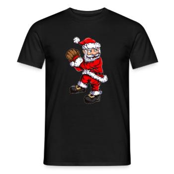 Christmas Baseball Santa Claus Baseball Pitcher - Men's T-Shirt - black - Front - AI Model Male 178 light (178cm)