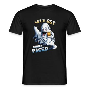Let's Get Sheet Faced Beer Drinking on Halloween - Men's T-Shirt - black - Front - AI Model Male 178 light (178cm)
