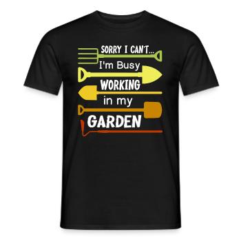 Busy Working in Garden Nature Lover Gardening - Men's T-Shirt - black - Front - AI Model Male 178 light (178cm)