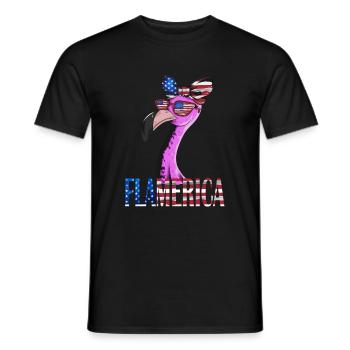 Flamingo USA Flag American US Flag Bird - T-shirt homme - noir - Devant - AI Model Male 178 light (178cm)