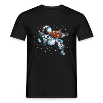 Astronaut Geigenspieler Musikinstrument Universum - Männer T-Shirt - Schwarz - Vorne - AI Model Male 178 light (178cm)