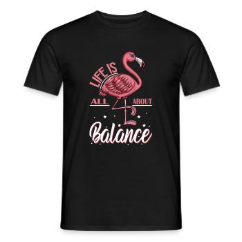 Pink Flamingo Costume Bird Life all about Balance - Men's T-Shirt - black - Front - AI Model Male 178 light (178cm)
