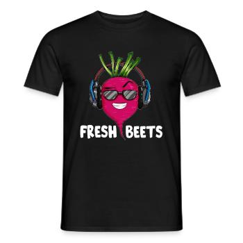Beetroot vegetables with headphones and sunglasses - Men's T-Shirt - black - Front - AI Model Male 178 light (178cm)
