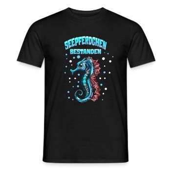 Schimmen Lehrnen Seepferdchen Kinder Schwimmlehrer - Männer T-Shirt - Schwarz - Vorne - AI Model Male 178 light (178cm)