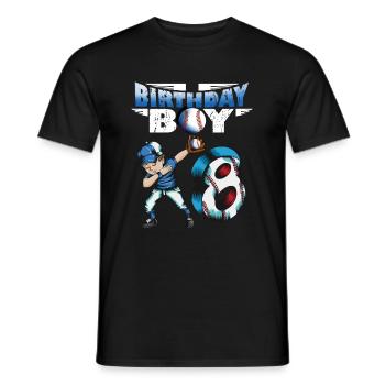 Birthday Girl Baseball Player Birthday Boy 8 - Men's T-Shirt - black - Front - AI Model Male 178 light (178cm)